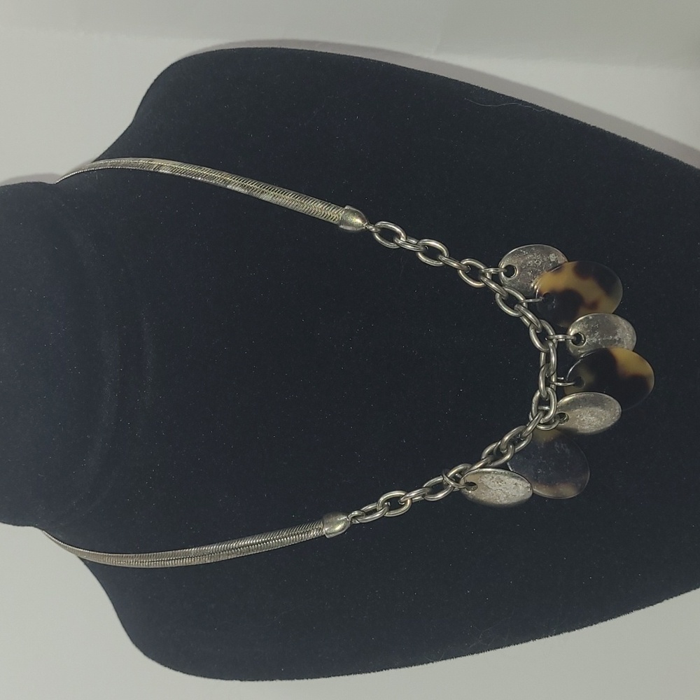 Jones Wear Silver Plated and Faux Tortoiseshell Pendant Necklace.